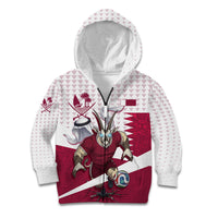 Personalized Qatar Soccer Kid Hoodie Arabian Oryx Football Mascot - Comic Art Geometric