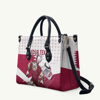 Personalized Qatar Soccer Leather Bag Arabian Oryx Football Mascot - Comic Art Geometric
