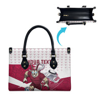 Personalized Qatar Soccer Leather Bag Arabian Oryx Football Mascot - Comic Art Geometric