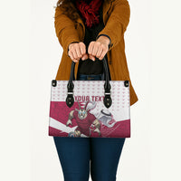 Personalized Qatar Soccer Leather Bag Arabian Oryx Football Mascot - Comic Art Geometric