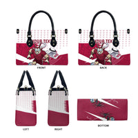 Personalized Qatar Soccer Leather Bag Arabian Oryx Football Mascot - Comic Art Geometric