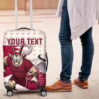 Personalized Qatar Soccer Luggage Cover Arabian Oryx Football Mascot - Comic Art Geometric