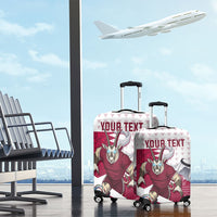 Personalized Qatar Soccer Luggage Cover Arabian Oryx Football Mascot - Comic Art Geometric