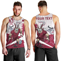 Personalized Qatar Soccer Men Tank Top Arabian Oryx Football Mascot - Comic Art Geometric