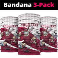 Personalized Qatar Soccer Neck Gaiter Arabian Oryx Football Mascot - Comic Art Geometric