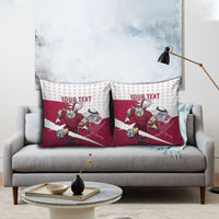 Personalized Qatar Soccer Pillow Cover Arabian Oryx Football Mascot - Comic Art Geometric