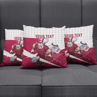 Personalized Qatar Soccer Pillow Cover Arabian Oryx Football Mascot - Comic Art Geometric