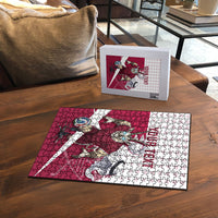 Personalized Qatar Soccer Puzzle Arabian Oryx Football Mascot - Comic Art Geometric