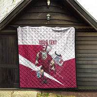 Personalized Qatar Soccer Quilt Arabian Oryx Football Mascot - Comic Art Geometric
