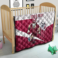 Personalized Qatar Soccer Quilt Arabian Oryx Football Mascot - Comic Art Geometric