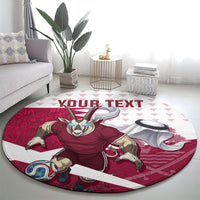 Personalized Qatar Soccer Round Carpet Arabian Oryx Football Mascot - Comic Art Geometric