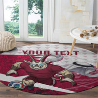 Personalized Qatar Soccer Round Carpet Arabian Oryx Football Mascot - Comic Art Geometric