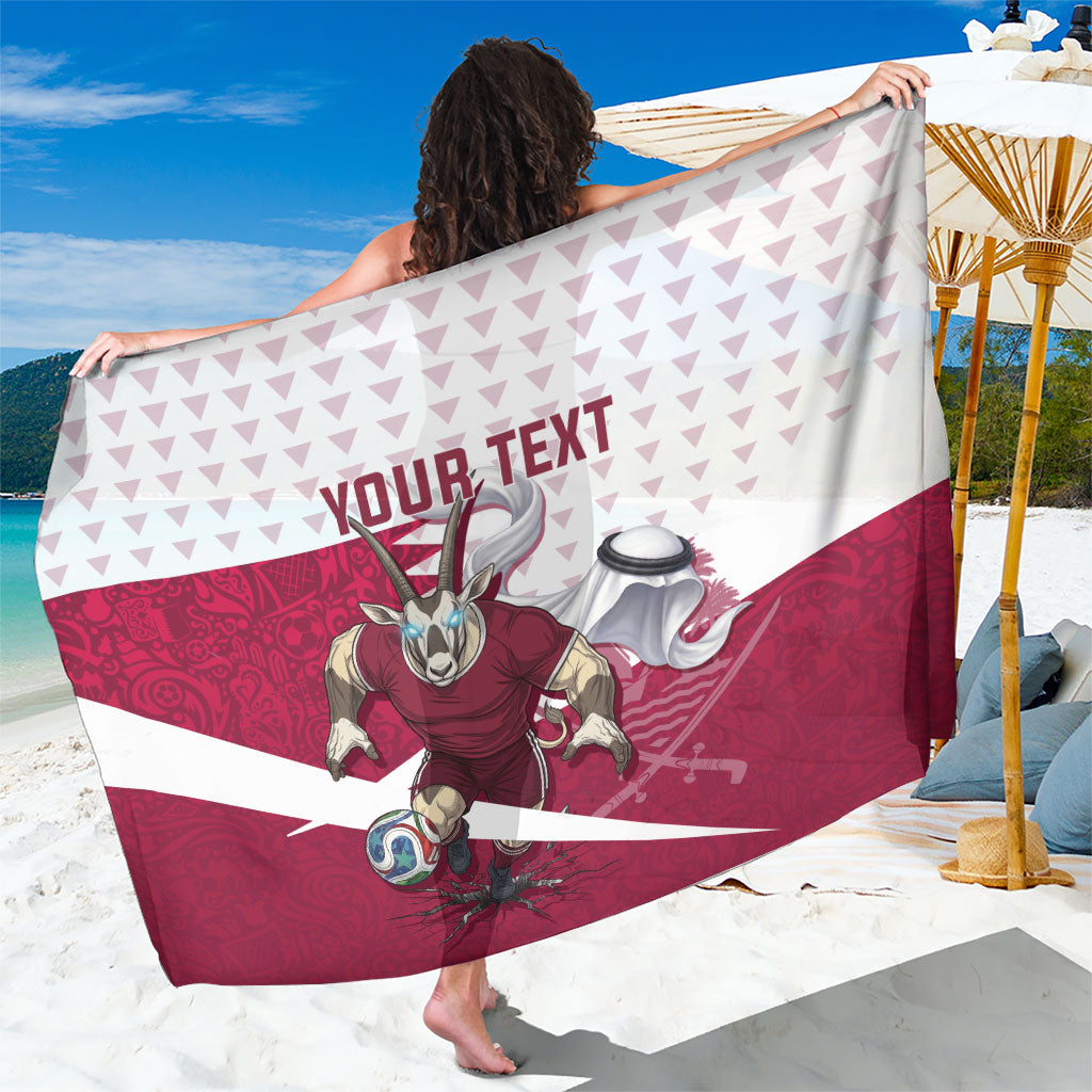 Personalized Qatar Soccer Sarong Arabian Oryx Football Mascot - Comic Art Geometric