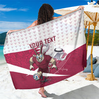 Personalized Qatar Soccer Sarong Arabian Oryx Football Mascot - Comic Art Geometric