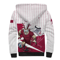 Personalized Qatar Soccer Sherpa Hoodie Arabian Oryx Football Mascot - Comic Art Geometric