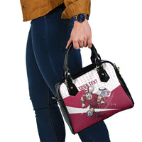 Personalized Qatar Soccer Shoulder Handbag Arabian Oryx Football Mascot - Comic Art Geometric
