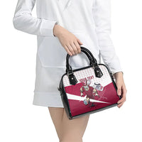 Personalized Qatar Soccer Shoulder Handbag Arabian Oryx Football Mascot - Comic Art Geometric