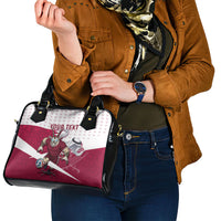 Personalized Qatar Soccer Shoulder Handbag Arabian Oryx Football Mascot - Comic Art Geometric