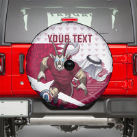 Personalized Qatar Soccer Spare Tire Cover Arabian Oryx Football Mascot - Comic Art Geometric