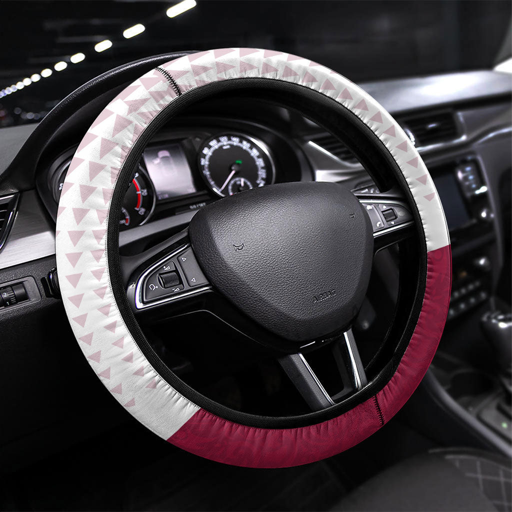 Qatar Soccer Steering Wheel Cover Arabian Oryx Football Mascot - Comic Art Geometric