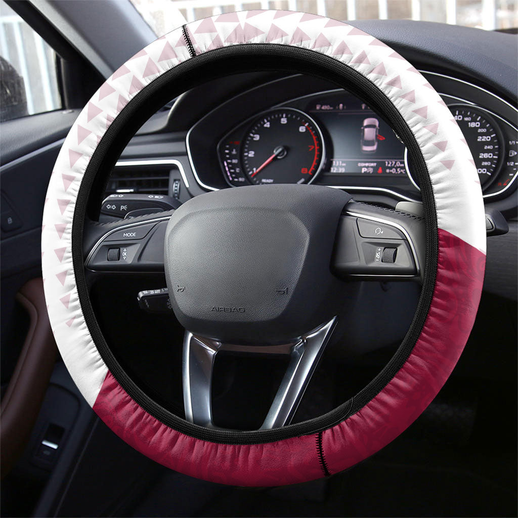 Qatar Soccer Steering Wheel Cover Arabian Oryx Football Mascot - Comic Art Geometric