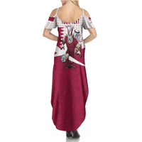 Personalized Qatar Soccer Summer Maxi Dress Arabian Oryx Football Mascot - Comic Art Geometric