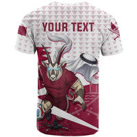 Personalized Qatar Soccer T Shirt Arabian Oryx Football Mascot - Comic Art Geometric