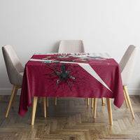 Personalized Qatar Soccer Tablecloth Arabian Oryx Football Mascot - Comic Art Geometric