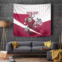 Personalized Qatar Soccer Tapestry Arabian Oryx Football Mascot - Comic Art Geometric