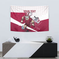 Personalized Qatar Soccer Tapestry Arabian Oryx Football Mascot - Comic Art Geometric