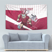 Personalized Qatar Soccer Tapestry Arabian Oryx Football Mascot - Comic Art Geometric