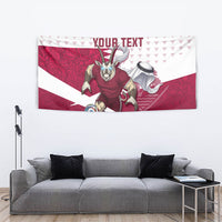 Personalized Qatar Soccer Tapestry Arabian Oryx Football Mascot - Comic Art Geometric
