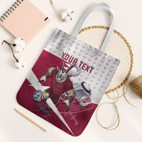 Personalized Qatar Soccer Tote Bag Arabian Oryx Football Mascot - Comic Art Geometric