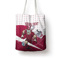 Personalized Qatar Soccer Tote Bag Arabian Oryx Football Mascot - Comic Art Geometric
