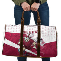Personalized Qatar Soccer Travel Bag Arabian Oryx Football Mascot - Comic Art Geometric