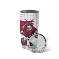 Personalized Qatar Soccer Tumbler Cup Arabian Oryx Football Mascot - Comic Art Geometric