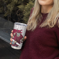 Personalized Qatar Soccer Tumbler Cup Arabian Oryx Football Mascot - Comic Art Geometric