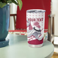 Personalized Qatar Soccer Tumbler Cup Arabian Oryx Football Mascot - Comic Art Geometric