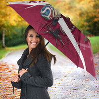 Personalized Qatar Soccer Umbrella Arabian Oryx Football Mascot - Comic Art Geometric