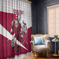 Personalized Qatar Soccer Window Curtain Arabian Oryx Football Mascot - Comic Art Geometric