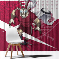Personalized Qatar Soccer Window Curtain Arabian Oryx Football Mascot - Comic Art Geometric