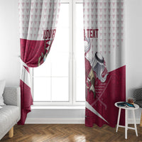 Personalized Qatar Soccer Window Curtain Arabian Oryx Football Mascot - Comic Art Geometric