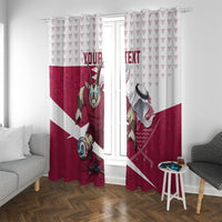 Personalized Qatar Soccer Window Curtain Arabian Oryx Football Mascot - Comic Art Geometric