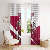 Personalized Qatar Soccer Window Curtain Arabian Oryx Football Mascot - Comic Art Geometric