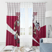 Personalized Qatar Soccer Window Curtain Arabian Oryx Football Mascot - Comic Art Geometric