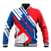 Slovakia – Red Blue White Geometric Flag Design Baseball Jacket with National Crest