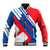 Slovakia – Red Blue White Geometric Flag Design Baseball Jacket with National Crest