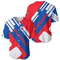 Slovakia – Red Blue White Geometric Flag Design Baseball Jersey with National Crest