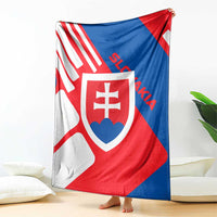 Slovakia – Red Blue White Geometric Flag Design Blanket with National Crest