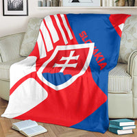 Slovakia – Red Blue White Geometric Flag Design Blanket with National Crest